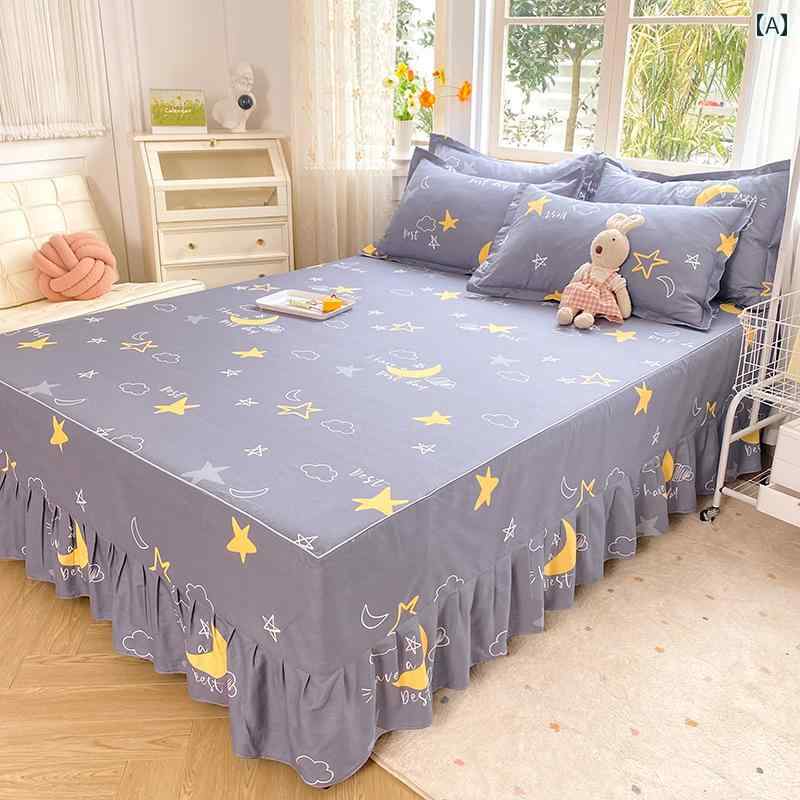 スタイリッシュ カバー ベッドスカート 綿 ベッド スカート シングル ダブル 付き カバー シンプル ス..