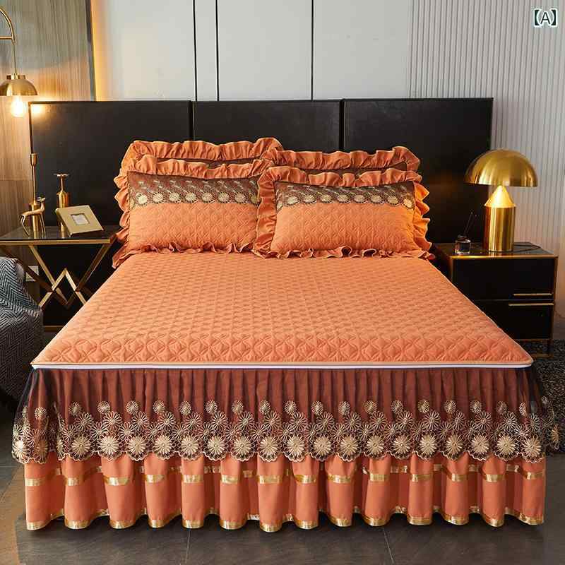 スタイリッシュ カバー ベッドスカート 取り外し 可能 ベッド スカート シーツ 無地 カバー 3点 セット..