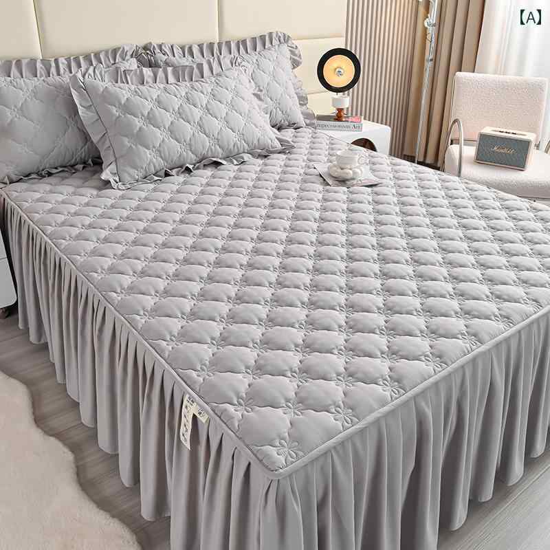 スタイリッシュ カバー ベッドスカート 2024年 キルト ベッド スカート ワンピース プリンセス スタイ..