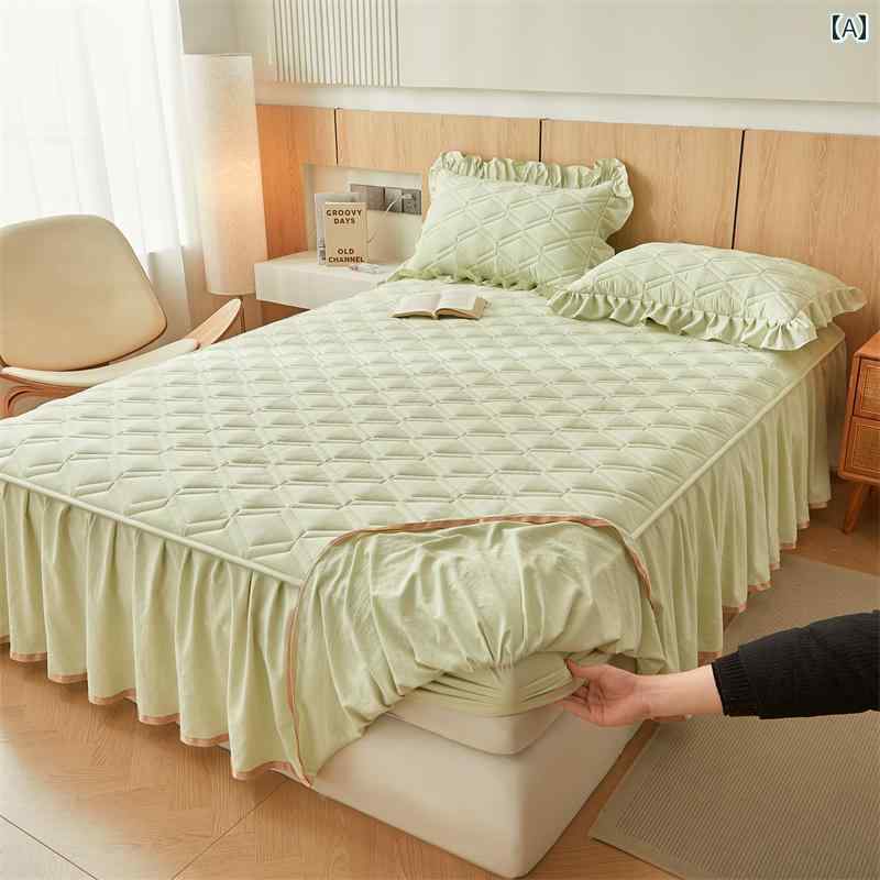 スタイリッシュ カバー ベッドスカート 高さの ある A型 レース フィットシーツ ベッド スカート 2 in 1 15 m ベッドスプレッド 2025年 洗濯 機 洗い 可能 マットレス カバー