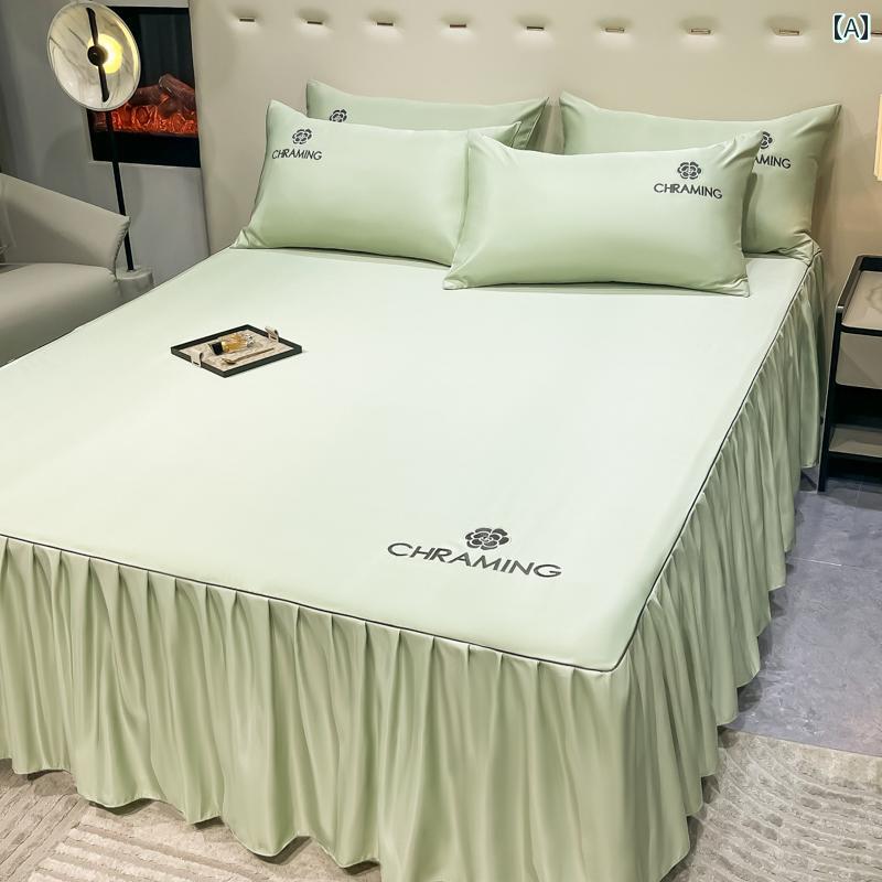 スタイリッシュ カバー ベッドスカート 夏の 冷感 ベッド スカート 2025 シーツ 付き ウォッシュド シ..