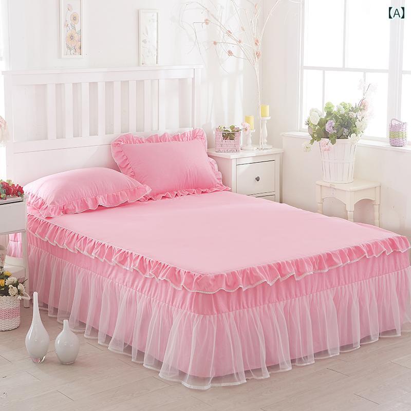 スタイリッシュ カバー ベッドスカート 韓国 プリンセス レース ベッド スカート シングル カバー ダブ..