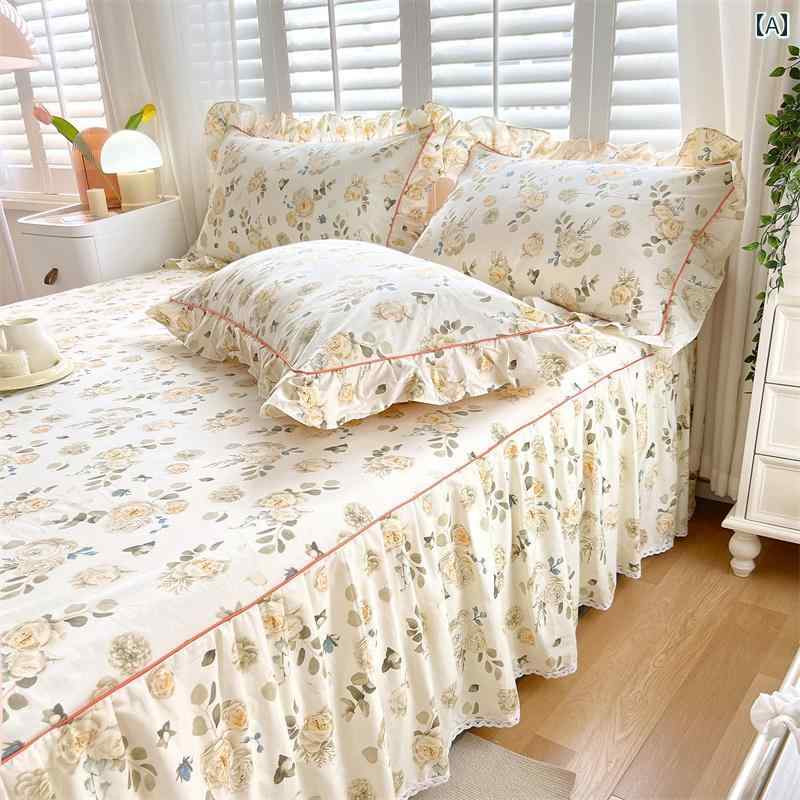 スタイリッシュ カバー ベッドスカート 花柄 ベッド スカート シングル ピース レース 春夏 スタイル ..