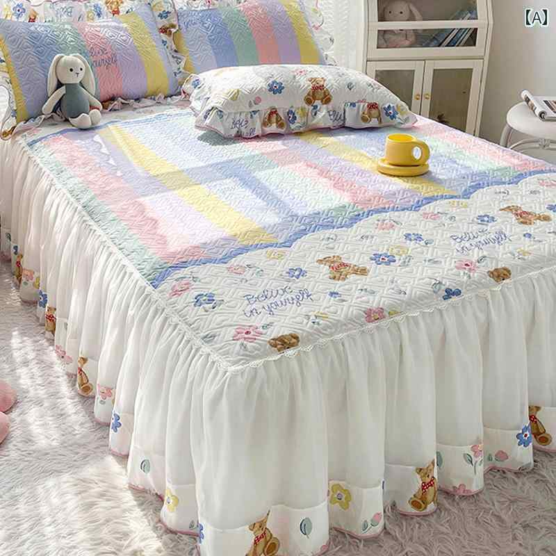 スタイリッシュ カバー ベッドスカート 韓国 キルティング 綿 厚手 ベッド スカート 単品 綿＋ ダスト..