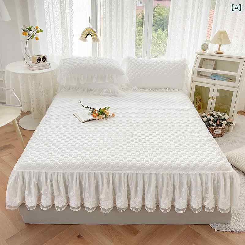 スタイリッシュ カバー ベッドスカート 韓国 レースの 厚手 ベッド スカート カバー シングル レース ベッドスプレッド 綿 シモンズ 保護 ショート 1518メートル