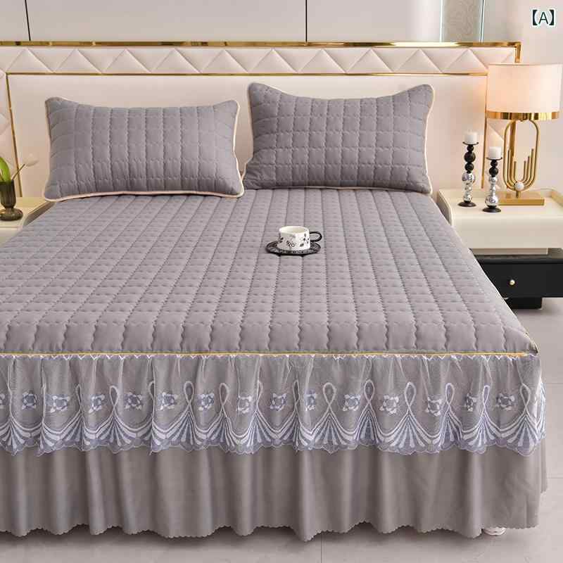 スタイリッシュ カバー ベッドスカート 2024年 サンド キルト ベッド スカート シングル ピース コット..