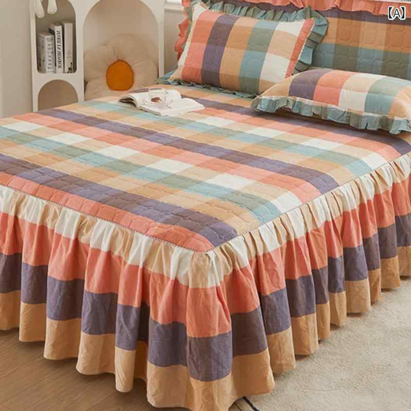 スタイリッシュ カバー ベッドスカート ベッド スカート ヘッド カバー シングル ピース 綿 キルティン..