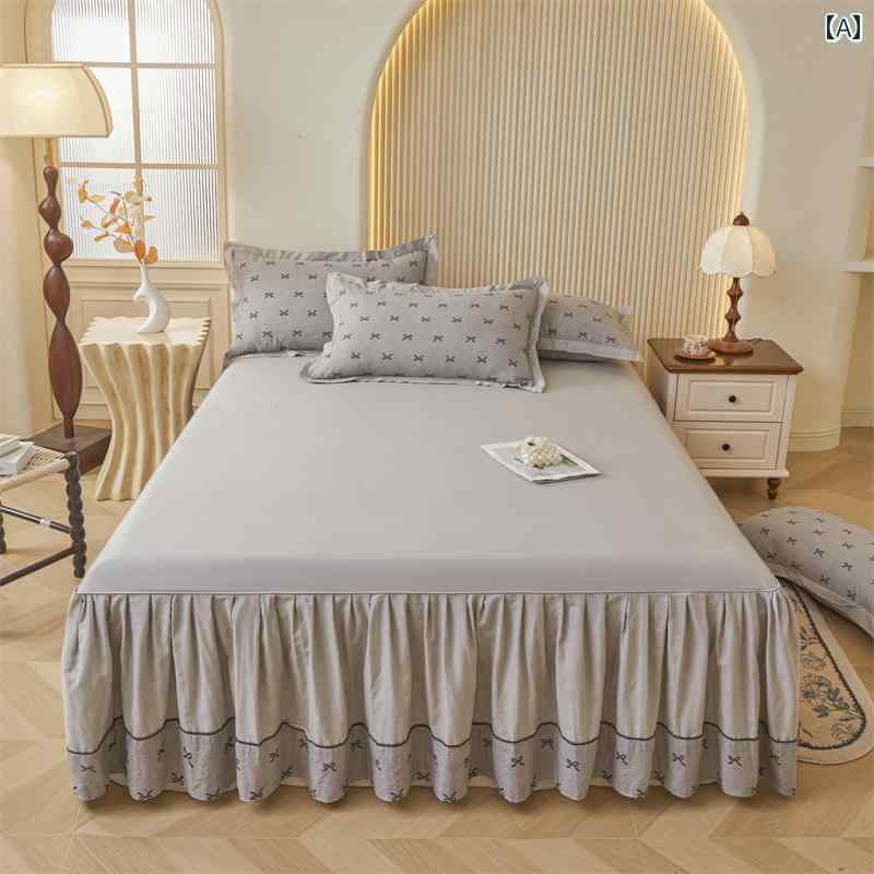 スタイリッシュ カバー ベッドスカート コットン ベッド スカート シングル ピース 綿 ベッドスプレッ..