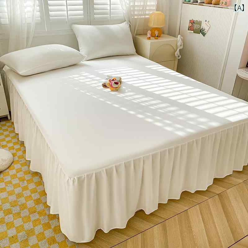 ベッドシーツ おしゃれ ベッドスカート 韓国 小さい さわやか ベッド スカート ワンピース 白の ウォッシュド コットン 起毛 カバー 醜い ベッドスプレッド シーツ エッジ エプロン
