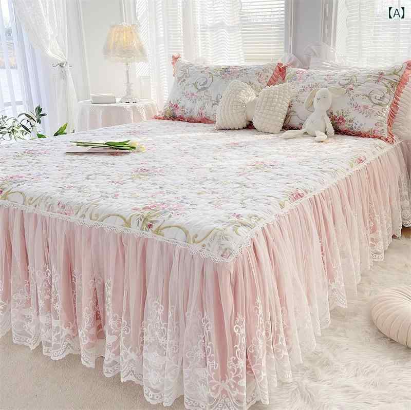 ベッドシーツ おしゃれ ベッドスカート レース コットン ベッド スカート ワンピース プリンセス 田園 ..