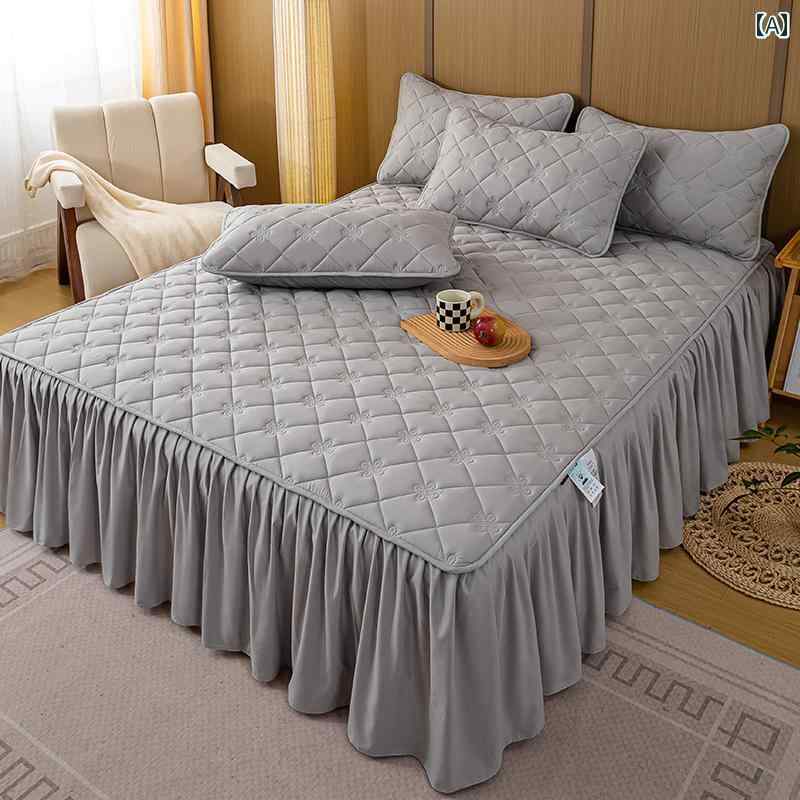 ベッドシーツ おしゃれ ベッドスカート 抗菌 ベッド スカート ワンピース 綿 ベッドスプレッド シーツ オール シーズン ユニバーサル カバー エプロン 付き