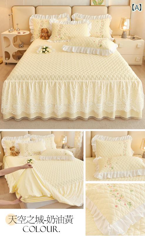 ベッドシーツ おしゃれ ベッドスカート クリーム イエローの シングル 製品 ベッド シーツ タイプの ス..