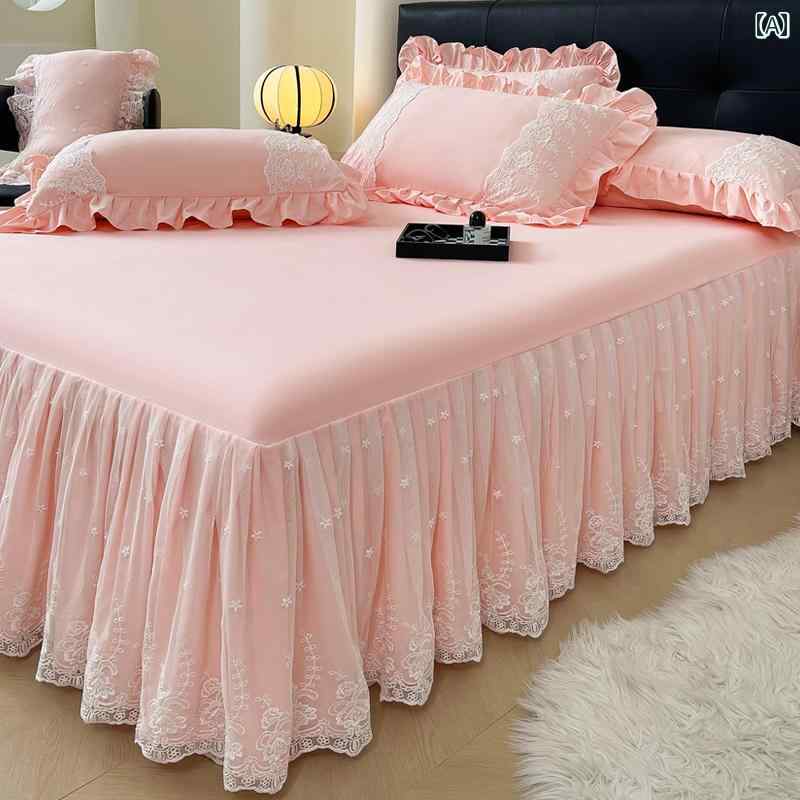 ベッドシーツ おしゃれ ベッドスカート レースの プリンセス ベッド スカート ワンピース レース フロ..