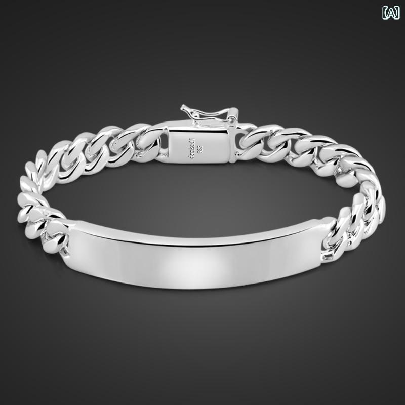 ラグジュアリー ブレスレット S925 スター リング シルバー イタリアン ブレスレット カウボーイ シルバージュエリーと アメリカ メンズ ホイップ 厚手 ...