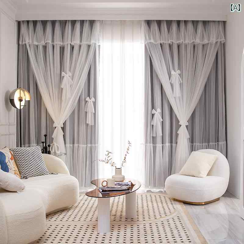 レース カーテン インテリア 3 層 遮 光 生地 フック 仕上げ レース プリンセス スタイル マスター ベ..