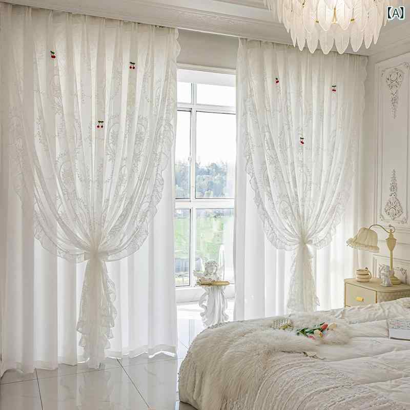 レース カーテン インテリア フランスの 白い レース 2025 カーテン プリンセス 二 重 ガーゼ 光 透過..