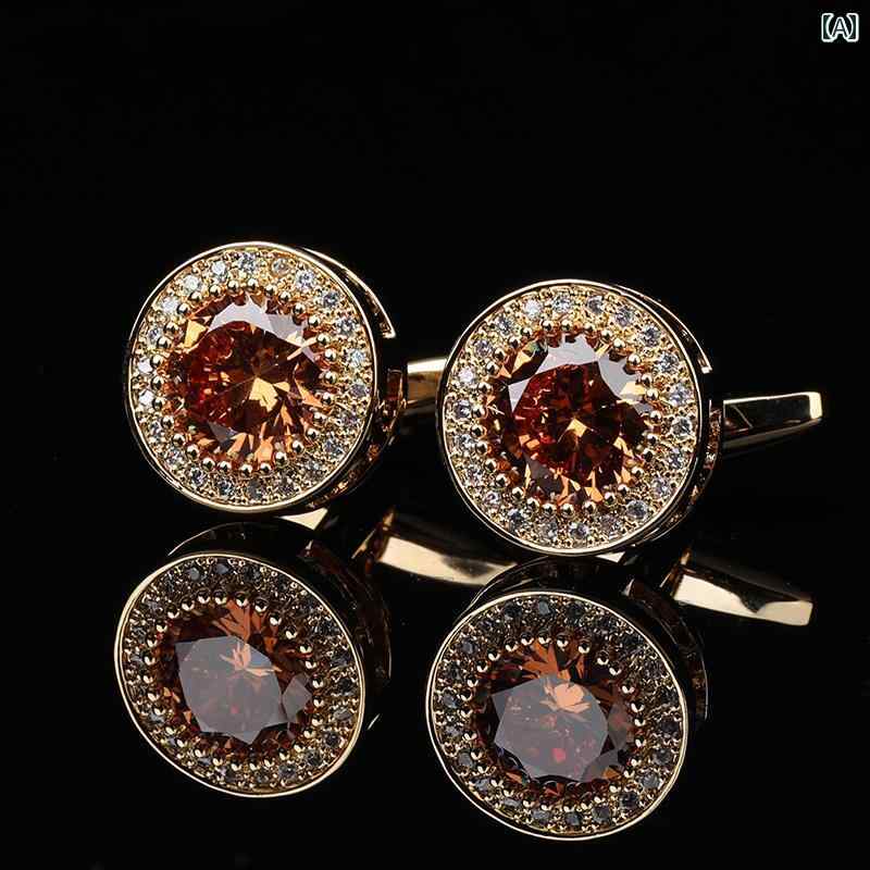 カフスボタン メンズ ワンポイント リッチ ゴールド クリスタル カフスボタン メンズ カフス ネイル シ..