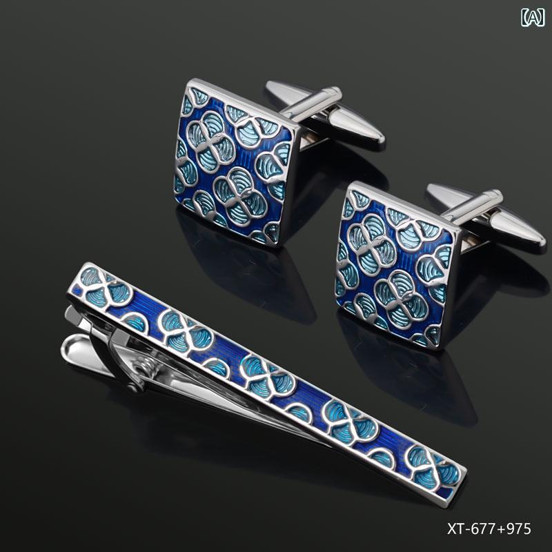 カフスボタン メンズ ワンポイント ネクタイ クリップ カフス セット メンズ フレンチ シャツ ボタン ..