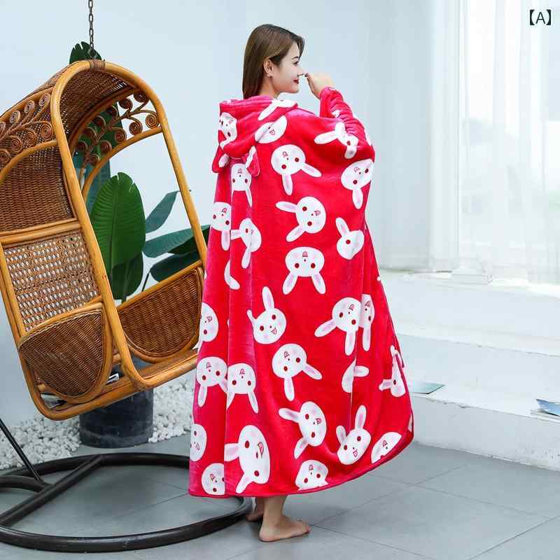 かわいい 着る毛布 厚手 秋冬 ショール ブランケット 昼寝 フランネル エアコン マント な 多機能
