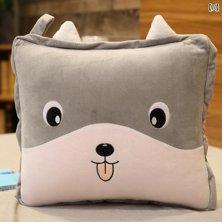 かわいい 着る毛布 着用 可能 枕 キルト デュアル 目的 車用 クッション 2 in 1 折りたたみ 冬 暖かい ..