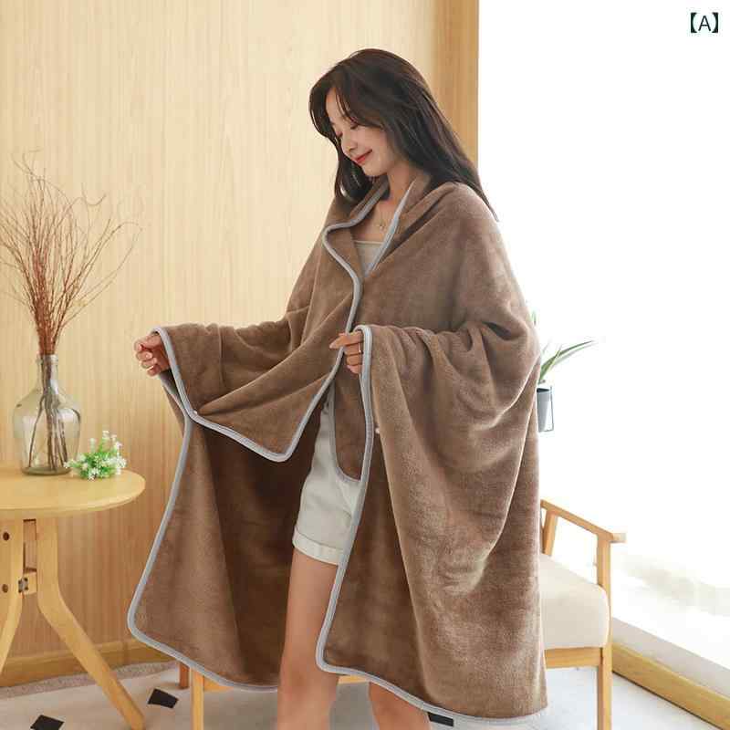 かわいい 着る毛布 小さい 毛布 昼寝 ブランケット 学生 ショール フード付き マント オフィス エアコ..