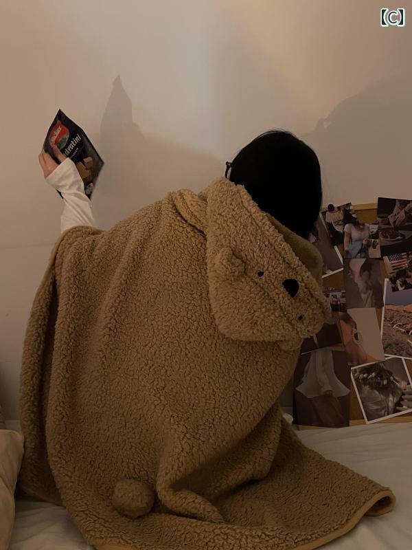 かわいい 着る毛布 の クマの マント かわいい 秋冬 厚く 暖かい ブランケットショ...