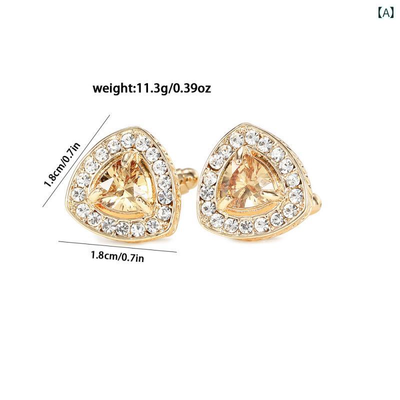 カフスボタン メンズ ワンポイント ラインストーン クリスタル ジルコン ハート型 カフスボタン フレンチ スーツ メンズと レディースシャツ カフス ネイル