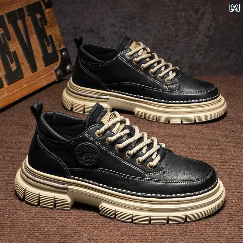 革靴 ビジネスシューズ 男性用 秋 ワークウェア レザーシューズ レトロ ビジネス カジュアル メンズシューズ 万能な 英国 ショート ブーツ メンズ シューズ ローカット