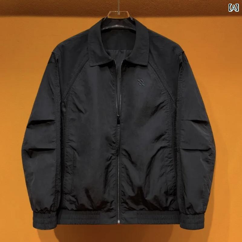 キルティング ジャケット メンズ 春の メンズ ハイエンド オールド マネー スタイル ソリッドカラー ジャケットで な 通気性 メッシュジャケット