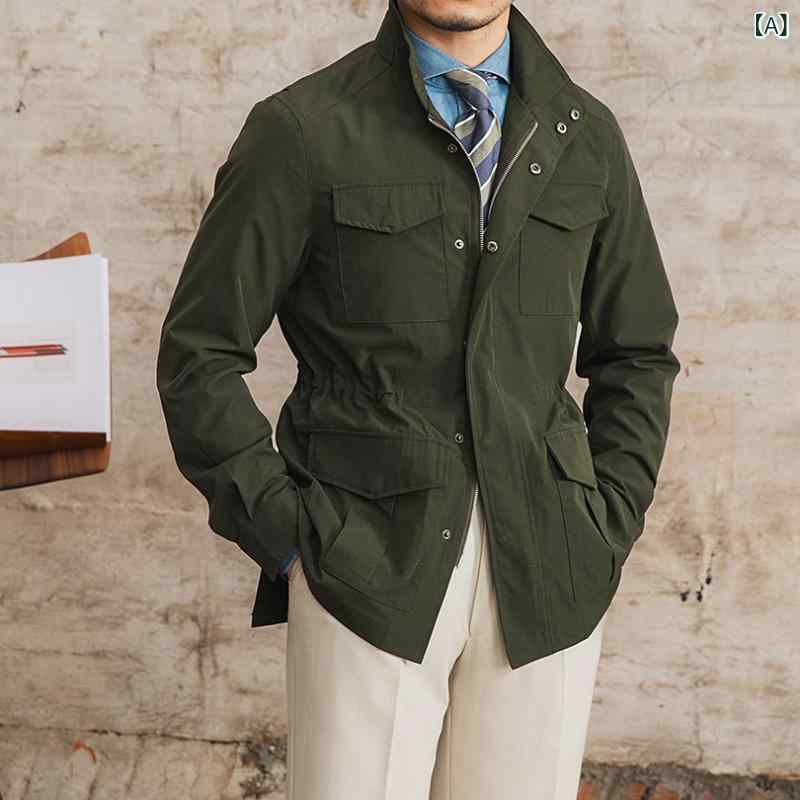 Soft Cotton Jumper - キルティング ジャケット メンズ Mr Lu San 春夏 軽量 スタンドカラー ウエスト ハーフ フェイス M 65 英国 ジャケット メンズ レトロ ハンティング 防水