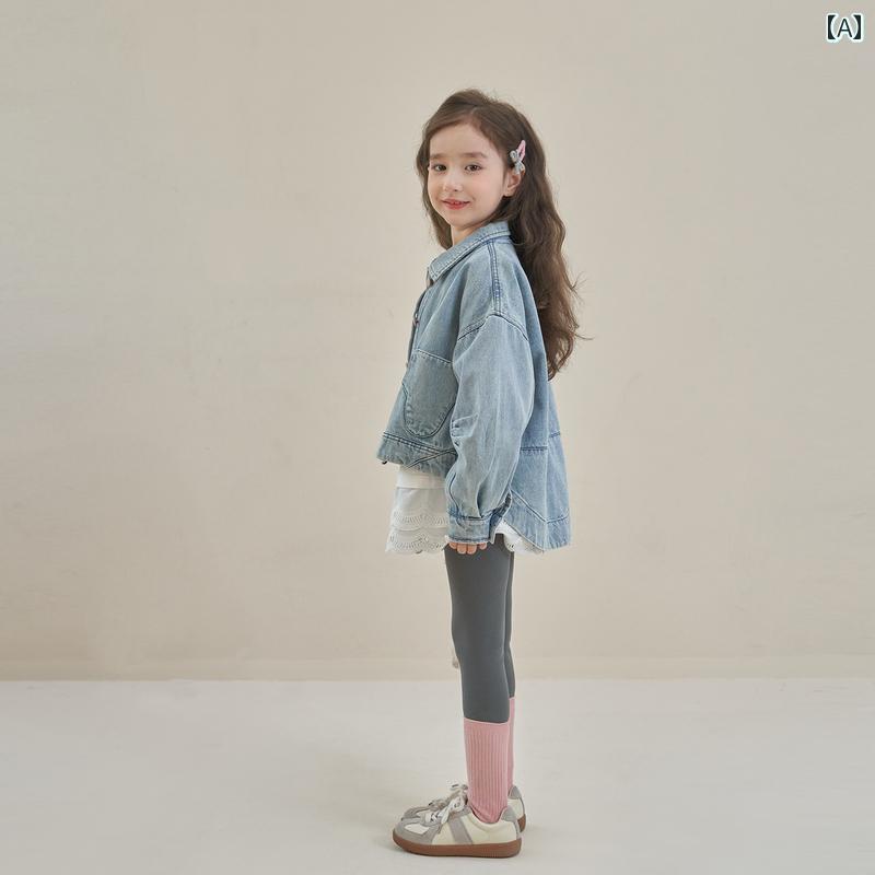 キッズ デニムジャケット かっこいい 女の子 デニムジャケット 2025 春の 子供用な カジュアル トップ..