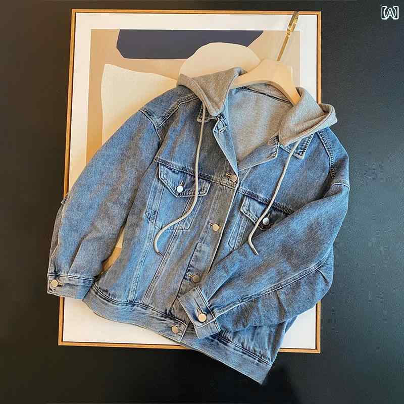 キッズ デニムジャケット かっこいい 女の子 デニムジャケット 2024 韓国な 万能 フード付き トップス 中大 サイズ 子供用 カジュアル ファッション 服