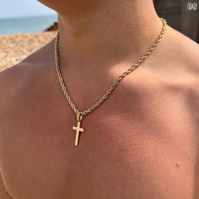 メンズ ネックレス チェーン メンズ クロス ネックレス クロスボーダー TMUE ホット スタイル ツイスト..