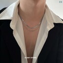 メンズ ネックレス チェーン シルバー 二 層 鎖骨 チェーン メンズ チタン 鋼 非退色 スネイク ボーン カップル スタイル イン コールド レディース ネ...