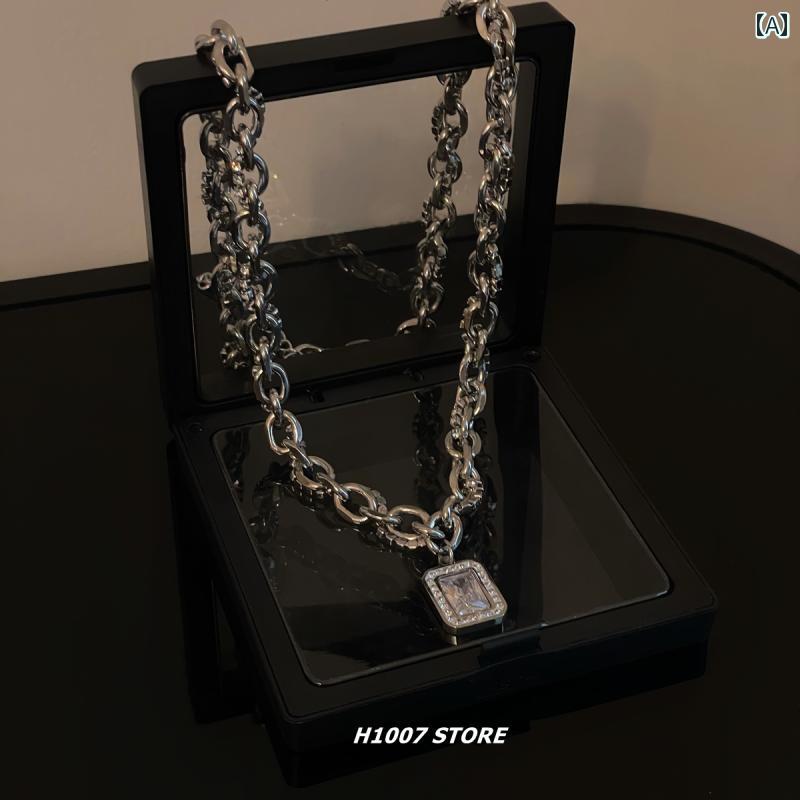 メンズ ネックレス チェーン コールド スタイル ロック キャンディ ジェムストーン メンズ スウェットシャツ ネックレス レディース ハイエンド セーター チ...