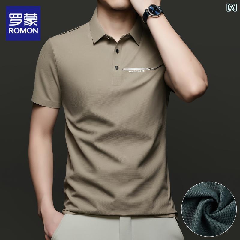メンズ ポロシャツ シンプル ロモン 冷感 半袖 Tシャツ メンズ 夏 通気性 クール トップス カジュアル ポロシャツ