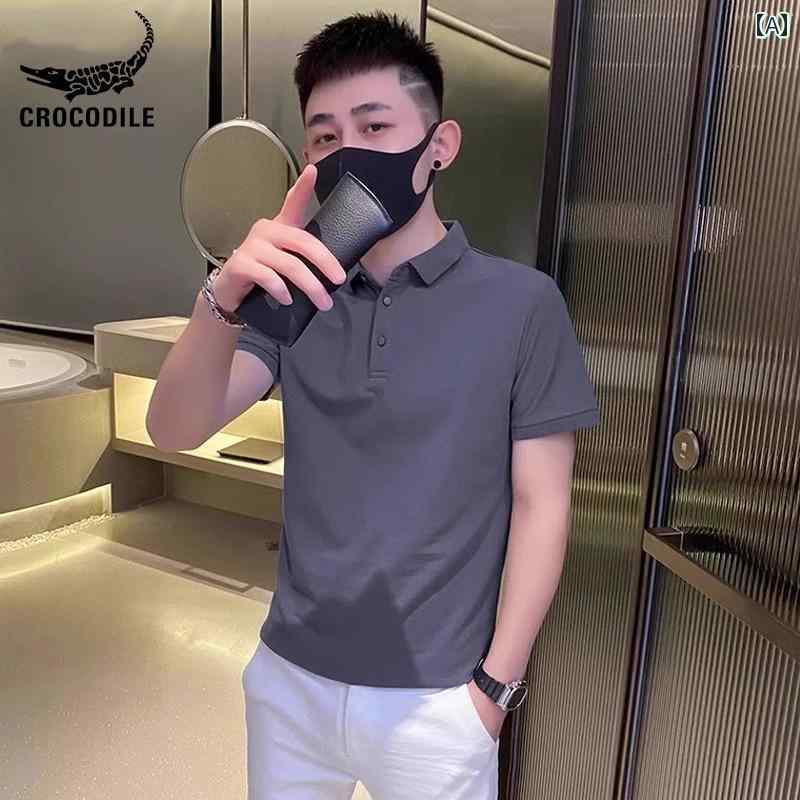 メンズ ポロシャツ シンプル クロコダイル シャツ 半袖 ポロシャツ メンズ 夏 Tシャツ スリムフィット 2025新 スタイル トップ