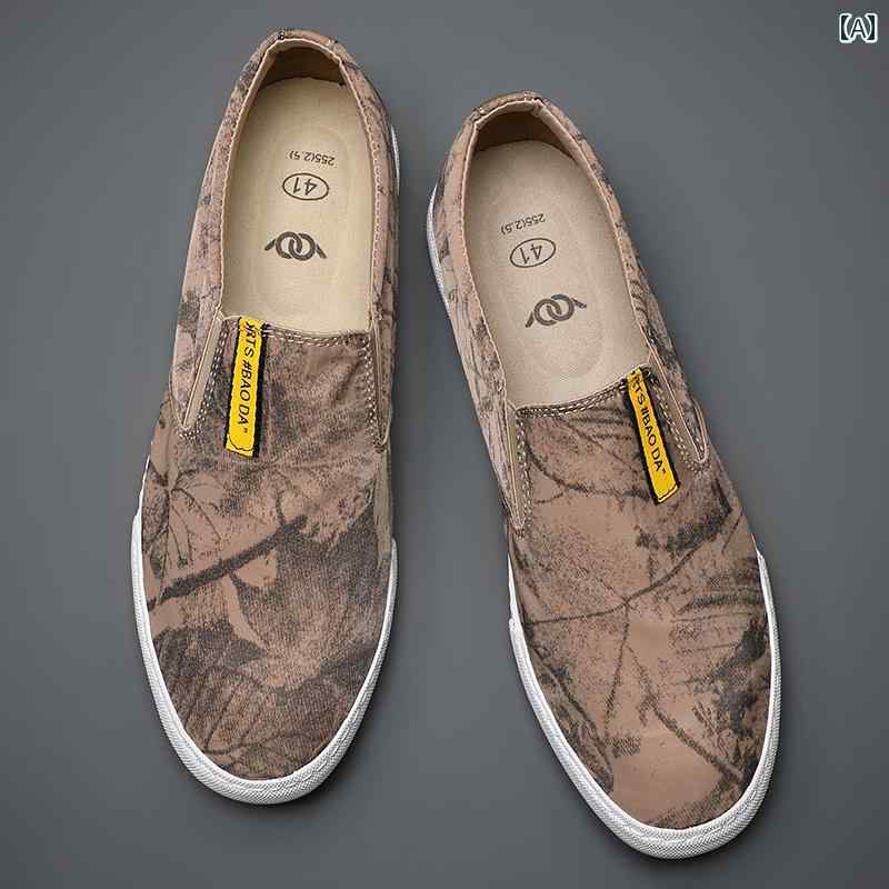 ドライビング シューズ 万能 メンズ メンズ キャンバス シューズ スリッポン な プリントの 布 靴 快適 ソフト ソールの ドライビング カジュアル