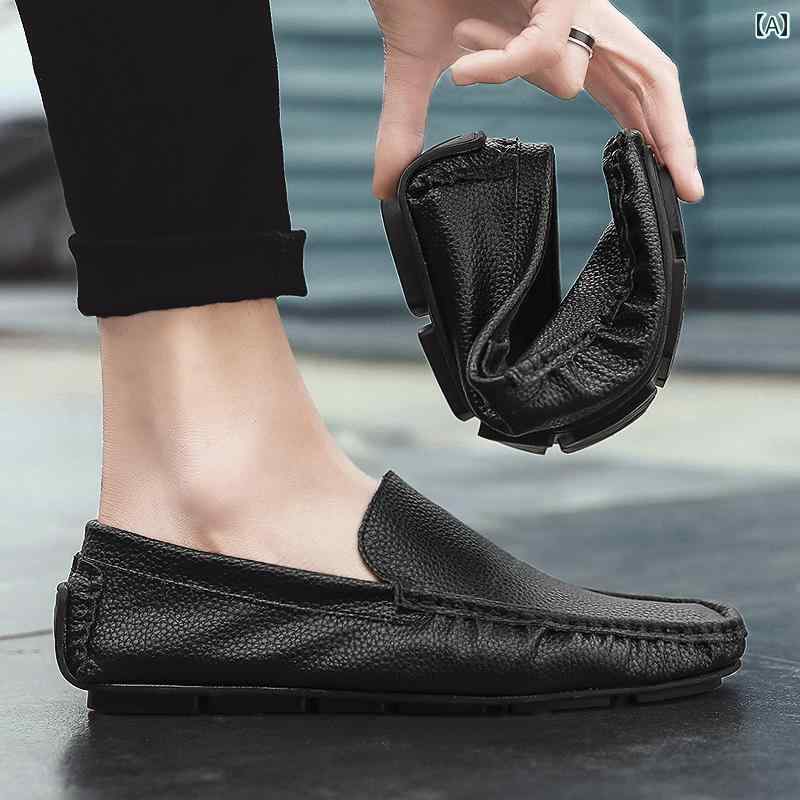 ドライビング シューズ 万能 メンズ 男性用 革 モカシン ソフト ソール スリッポン ドライビングシューズ 夏用 メンズカジュアル レザーシューズ 通気性