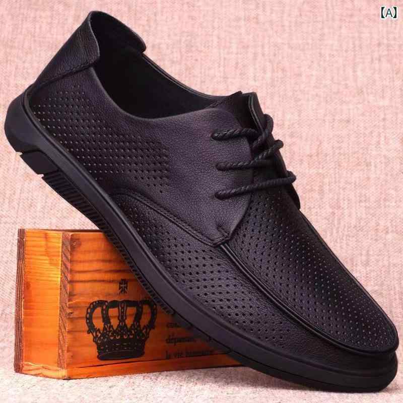 ドライビング シューズ 万能 メンズ 夏用 パンチング メンズシューズ 通気性の ある レザーシューズ メンズカジュアル レザーサンダル 革 ダッド シューズ ソフト ソール ドライビングシューズ