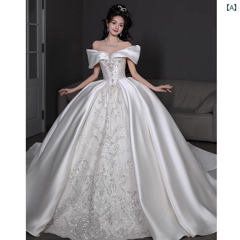 ウェディング ドレス フランスの 森の 光の ウェディングドレスの 花嫁 2025 ローズピンクの メイン ヤ..