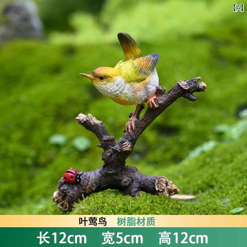 小鳥 おもちゃ シミュレーション カワセミ 葉 ウグイス 装飾 デスク トップ リビング ルームの 盆栽 ガーデニングセット シーン 小鳥 樹脂