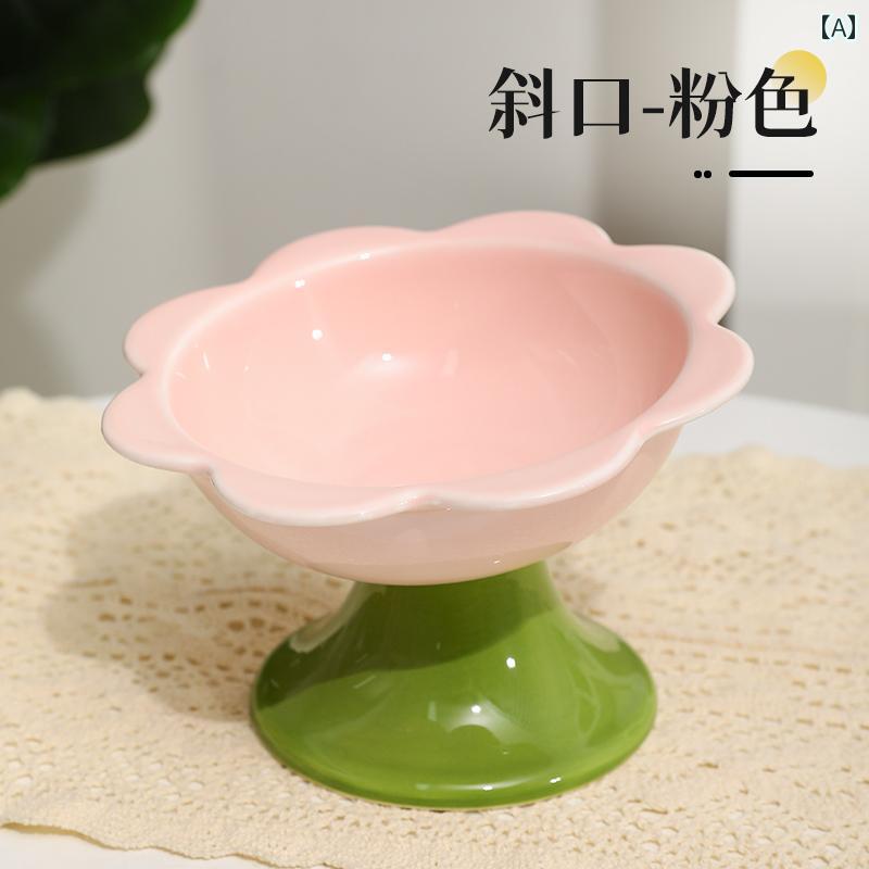 ペット用 ボウル 食器 猫用 ボウル セラミック製 キャットフード ライス 犬用 斜め ウォーター 転倒 防止 ペット 用品