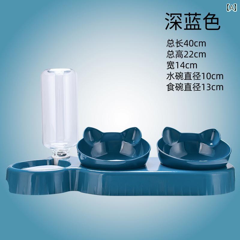 ペット用 ボウル 食器 猫用 ボウル ダブル 犬用 頸 椎を 保護 する 斜め 口 自動 飲水 フード 転倒 防止 キャットフード ドッグフード 猫 用品