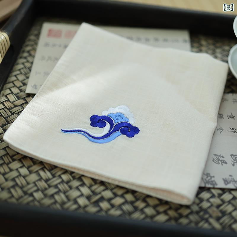 LAONsChoiceのメンズ ハンカチ 良質 雲 柄 ハンカチ 綿 メンズ 小判型 四角 タオル 吉兆 刺繍 古風 レディース 携帯用 吸汗｜アングル2