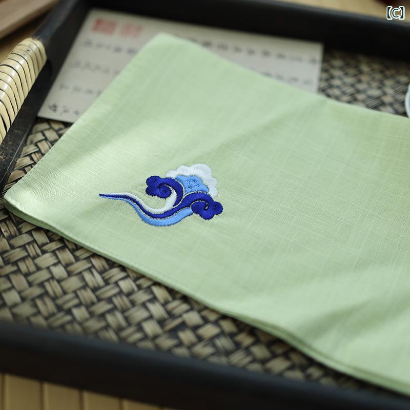 LAONsChoiceのメンズ ハンカチ 良質 雲 柄 ハンカチ 綿 メンズ 小判型 四角 タオル 吉兆 刺繍 古風 レディース 携帯用 吸汗｜アングル3