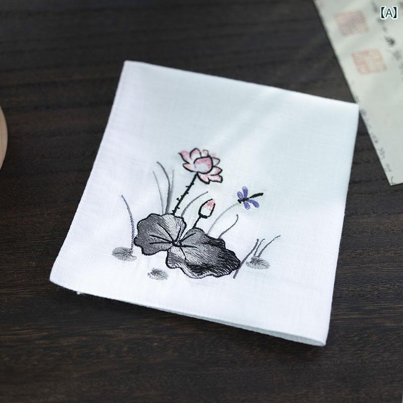 メンズ ハンカチ 良質 ハンカチ 正方形 スカーフ 刺繍入り レディース メンズ ギフト ポータブル 吸汗..