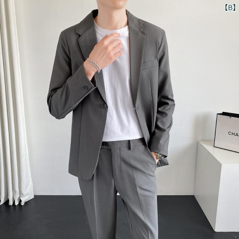 ビジネス スーツ リクルート メンズ 夏の 薄手 日焼け防止 若見え メンズスーツ 2025 カジュアル スーツ 韓国 軽い 成熟 した シングル ジャケット