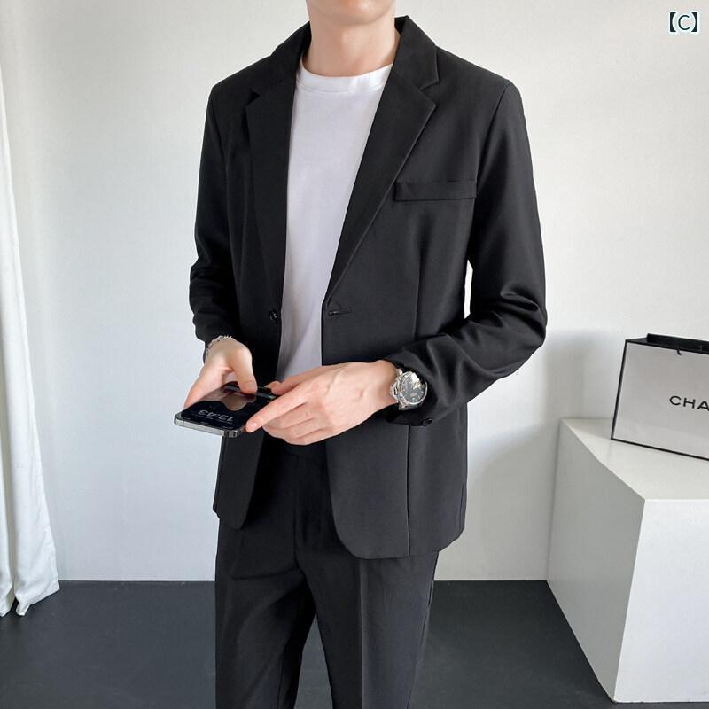 ビジネス スーツ リクルート メンズ 夏の 薄手 日焼け防止 若見え メンズスーツ 2025 カジュアル スーツ 韓国 軽い 成熟 した シングル ジャケット