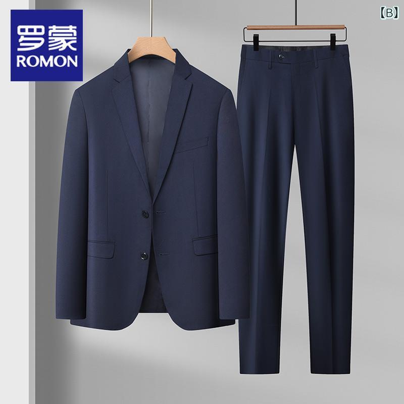 ビジネス スーツ リクルート メンズ ロモン メンズスーツ 2024 春秋 ビジネス カジュアル ハイエンド ファッション フォーマルスーツ ジャケット